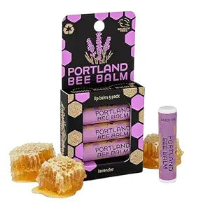 Portland Bee Balm All Natural Handmade Beeswax Based Lip Balm, Lavender 3 Count