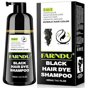 Black Hair Dye Shampoo- Gray Coverage, Herbal Natural 3 in 1 Hair Color Shampoo for Men & Women