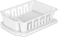 Healthy Rituals Dish Drying Rack with Drainboard, Large White Plastic Dish Drainer for Kitchen Counter, Plate Rack with Utensil, Cup & Bowl Organizer, 17.1 x 13 x 5 Inch