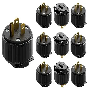 10 Pack 3-Prong Replacement Plug, Plugrang ETL Listed NEMA 5-15P Male Plug