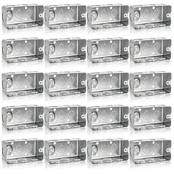 Fasmov 20 Pack Metal Electrical Box, 4" x 2" Utility Electrical Box, 1-7/8" Depth Handy Box, Raised Ground,13 Cu. in. Capacity Square Electrical Junction Box, Galvanized Steel