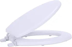 Soft Elongated Vinyl Toilet Seat, White, 19 in
