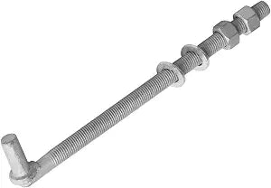 [Pack of 4] 12" J-Bolt Gate Hinges,J Bolt Hinge with 5/8" Hinge PinGalvanized Post Gate Hinge for Chain Link Fence, J Bolt Chain Link Fence Gate HandwareNuts & Washers Included.