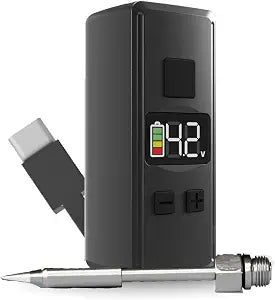 Mini Rechargeable Soldering Iron Pen, with Built-In USB C Battery Cable, Adjustable Voltage 1.5v-4.2v, LED Display, Removable Thread Burner Tip (Black)