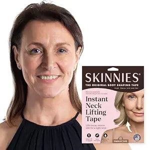 Skinnies Instant Lifts Neck Tape - Patented & Made in USA - Smooths Lines & Tightens Loose Skin for a Youthful Look - Neck Lift Tape Invisible & Undetectable Under Hair - 15 Pairs