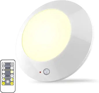 BIGMONAT Battery Operated Shower Light with Motion Sensor Wireless Ceiling Light RF Remote Controlled Through Walls|Brightness Dimmable and Timer Setting Indoor Lighting,Wireless Shower Light
