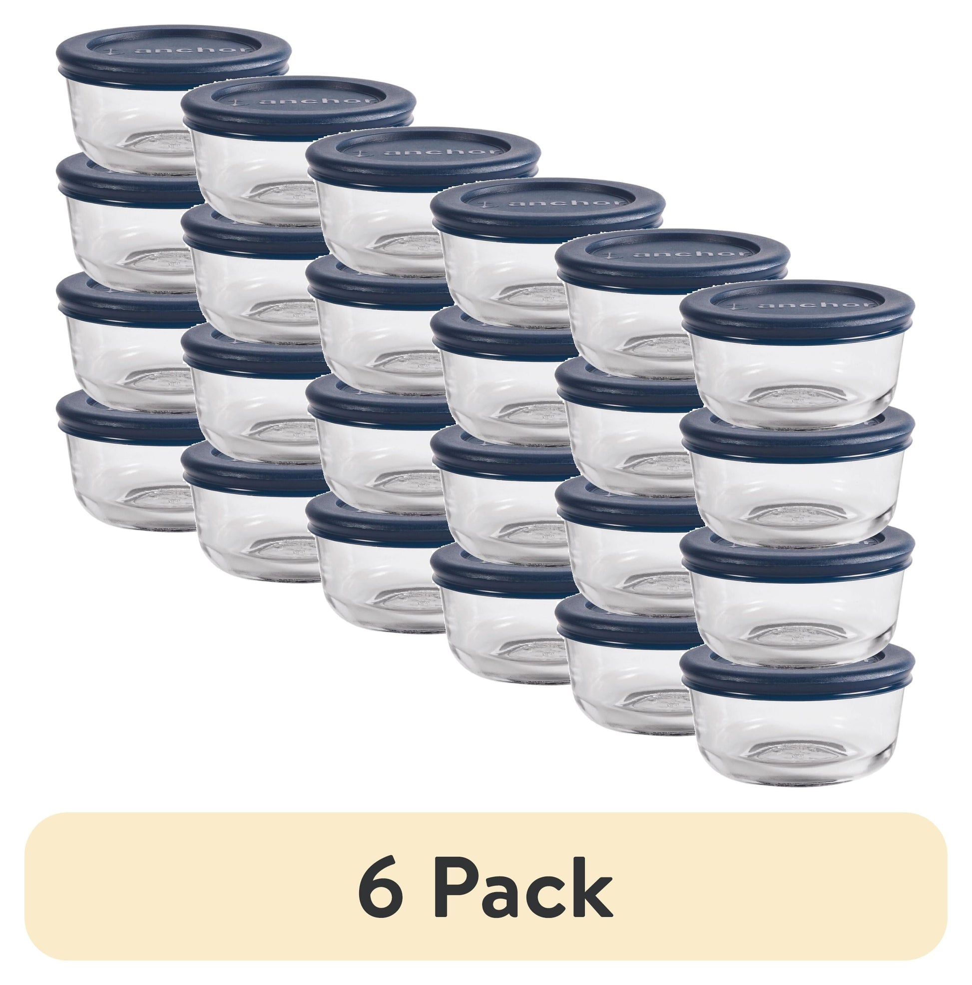 Anchor Hocking Glass Food Storage Containers with Lids, 1 Cup Round, Set of 4