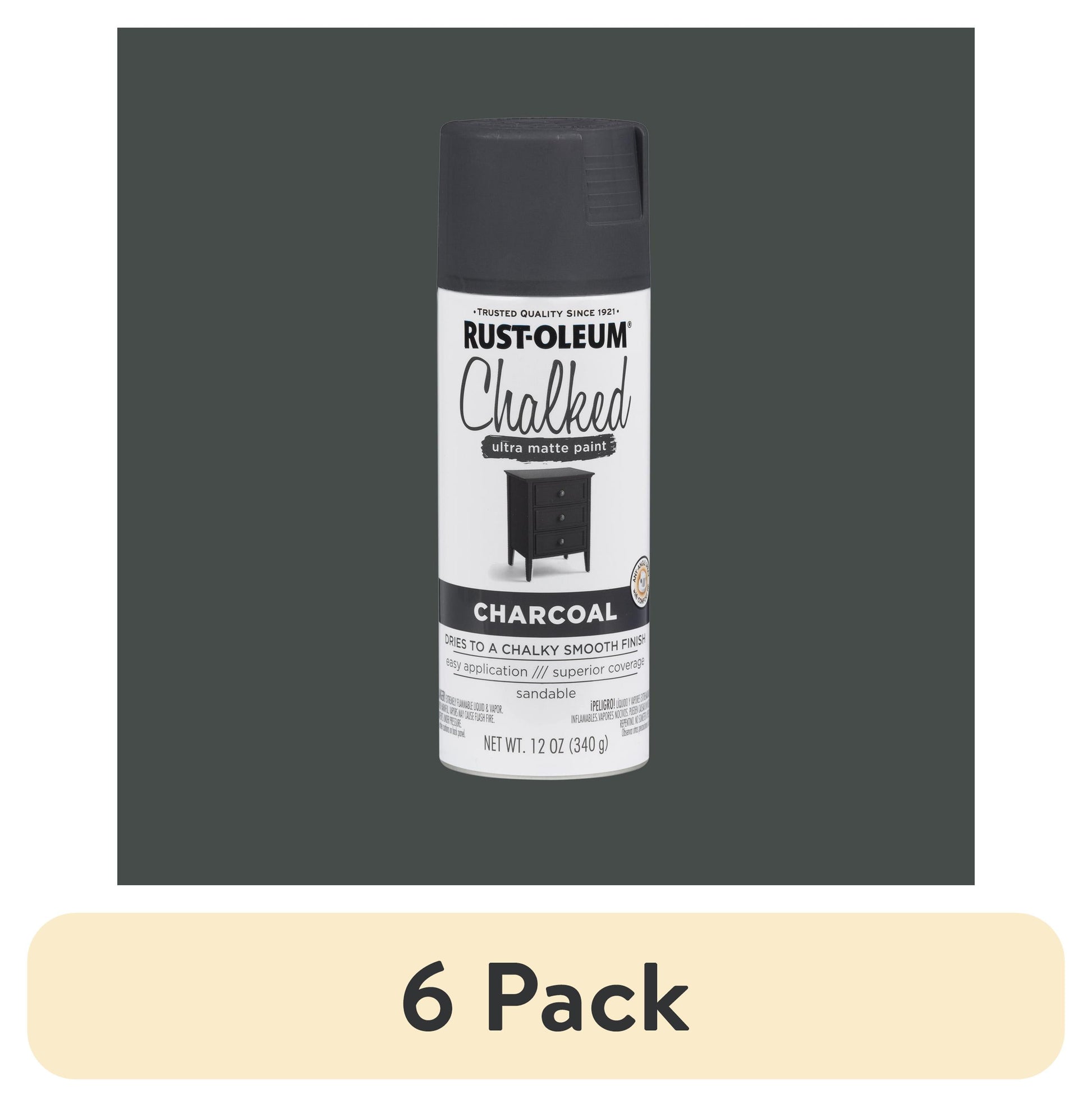 Charcoal, Rust-Oleum Chalked Ultra Matte Spray Paint-302590, 12 oz