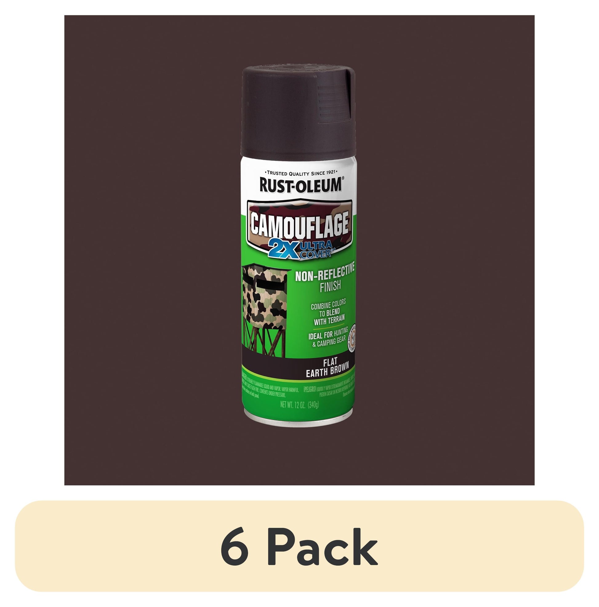 (2 pack) Khaki, Rust-Oleum Camouflage 2X Ultra Cover Flat Spray Paint-279177, 12 oz