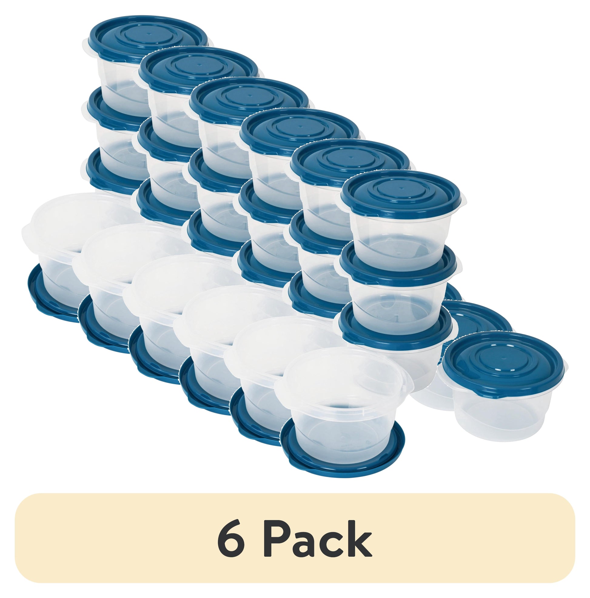 (6 pack) Mainstays Semi Durable Round 3.2cup Plastic Food Storage Container 5 Pack, Best Used for Small Leftover Storage and Lunch Transportaion