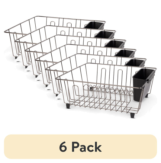 (6 pack) Mainstays Small Dish Drainer Rack - Chrome/Black