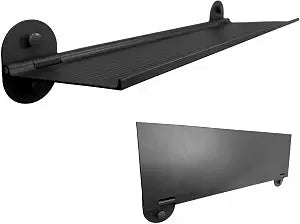 Small Metal Floating Shelf for Wall,Black Foldable Bathroom Shelves Adhesive for Kitchen,Toilet,Bedroom,Office,RV Essentials Accessories