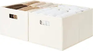 StorageWorks Fabric Storage Bins for Shelves, Large, 2-Pack, Ivory