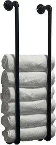 Industrial Pipe Towel Rack for Bathroom Wall Mounted,Towel Holder Black
