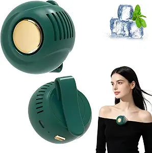 Portable Silent Mini Bladeless Fan Clip on, Small Fan Clip on for Shirt & Waist, 3-Speed Hands-Free Neck Fan Suitable for Outdoor & Travel & Office, Travel Accessories (Green)