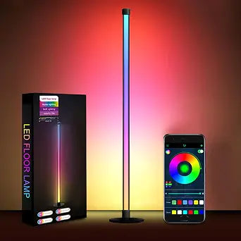 LED Floor Lamp, 63-Inch RGB Corner Light with Music Sync, Smart App Control, 16 Million Colors, Remote Control for Living Room, Bedroom, Gaming Room