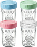 4-Pack 20oz Glass Jars with Lids, Mason Jars, BPA free Wide Mouth Glass Jars with Lids, Food Storage Containers for Snacks, Yogurt, Salad, Fridge, Meal Prepï¼ˆMixed colorï¼‰