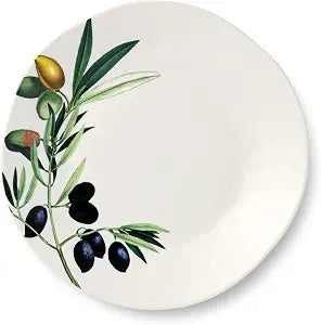 Olivia 11-Inch Stoneware Dinner Plates, Set of 4 - Stunning Olive Branch Design, Perfect for Serving Elegant Dinners, Hearty Entrees, Fresh Salads, and Gourmet Meals