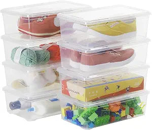 Stackable Plastic Storage Shoebox,Clear Bins (Transparent 8Pack)