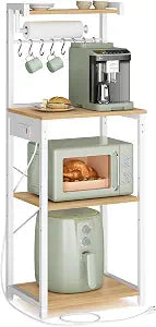 VASAGLE 4-Tier Kitchen Bakers Rack with Power Outlet, 17.7-Inch Wide