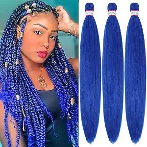 Col Bling Blue Braiding Hair Pre Stretched 28 in 3-Pack for Knotless Braids