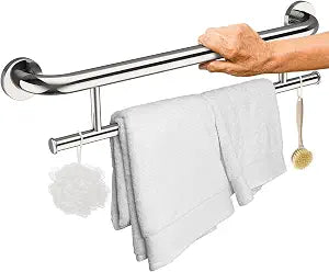 Polished Chrome Grab Bar with Towel Holder, Grab Bars for Shower 24 Inch