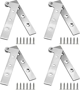 4Pcs 4 Inch 360 Degree Rotatable Door Pivot Hinges, Stainless Steel Hinge Door Pivot Hinge with Screws, for Windows Door Cabinet Cupboard