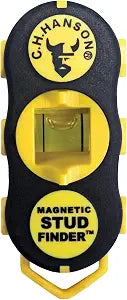 CH Hanson Magnetic Stud Finder | Battery-Free Stud Locator with Rare Earth Magnets | Finds Nails & Screws Behind Drywall | Built-In Level for TV Mounting, Shelves & Home Projects