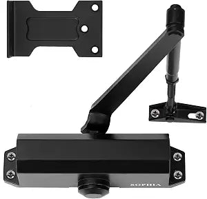 SOPHIA Automatic Door Closer Commercial, Auto Door Closer for Home Size 3 DK500, 3H Fire-Rated Hydraulic Door Closer Residential & Life Size Fitting Template, UL Listed, ANSI Grade 3, Matte Black