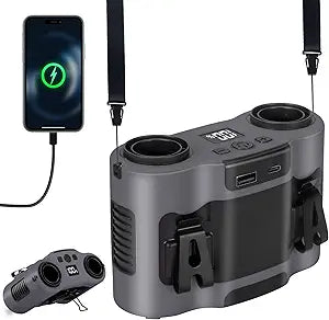 42H Portable Waist Fan, 28000mAh Rechargeable Wearable Belt Fans, 16000 RPM Cooling Neck Body Powerful Shirt Personal Cooling Fan for Outdoor Jobsite Camping Travel in Grey
