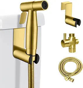 LOSCHEN Bidet Sprayer kit for Toilet,Hand Held Sprayer Shattaf Toilet Attachment Stainless Steel for Pet Bath/Personal Hygiene/Bathroom,Easy to Install with T-AdapterGold
