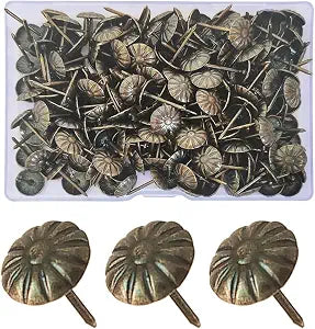 200Pcs Antique Brass Daisy Sofa Furniture Nails, Decorative Tacks
