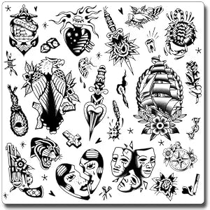 CHARLENT Black Old School Traditional Temporary Tattoos For Men Women