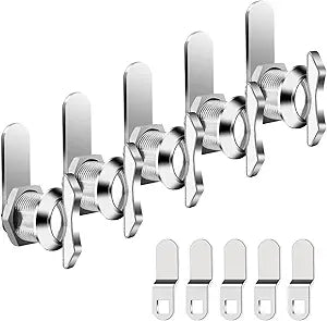 BEBOBLY 5/8 Inch Thumb Operated Offset Cam Lock, 5Pcs Keyless Compartment for RV, Cabinet Mailbox Drawer Latch, 100% Metal Replacement Cylinder for Storage Door, Camper, Vehicles