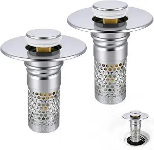 2 Pack Pop-up Sink Stopper, Sink Drain Strainer, Bathroom Sink Stopper
