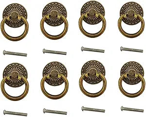 MIZORLIE Antique Bronze Knob Handle Retro Cabinet Drawer Ring Handle (8 PCS)