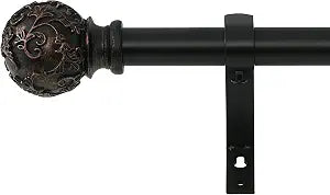 RYB HOME 1" Bronze Curtain Rods with Vine Final Set, Adjustable Length 48 to 86 inch, Suitable for Living Room Bedroom Dining Blackout Curtains, Matt Bronze