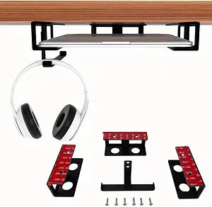 IFCASE Under Desk Mount for Laptop, Mini PC with Headphone Holder (Black)