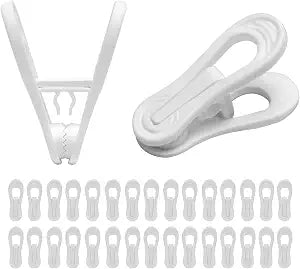 30 Pack Hanger Clips for Pants, Skirts, Baby Clothes, White