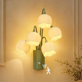 NewAoNaSen Motion Sensor Flower Wall Sconce 5 Lights Rechargeable Wall Lamp