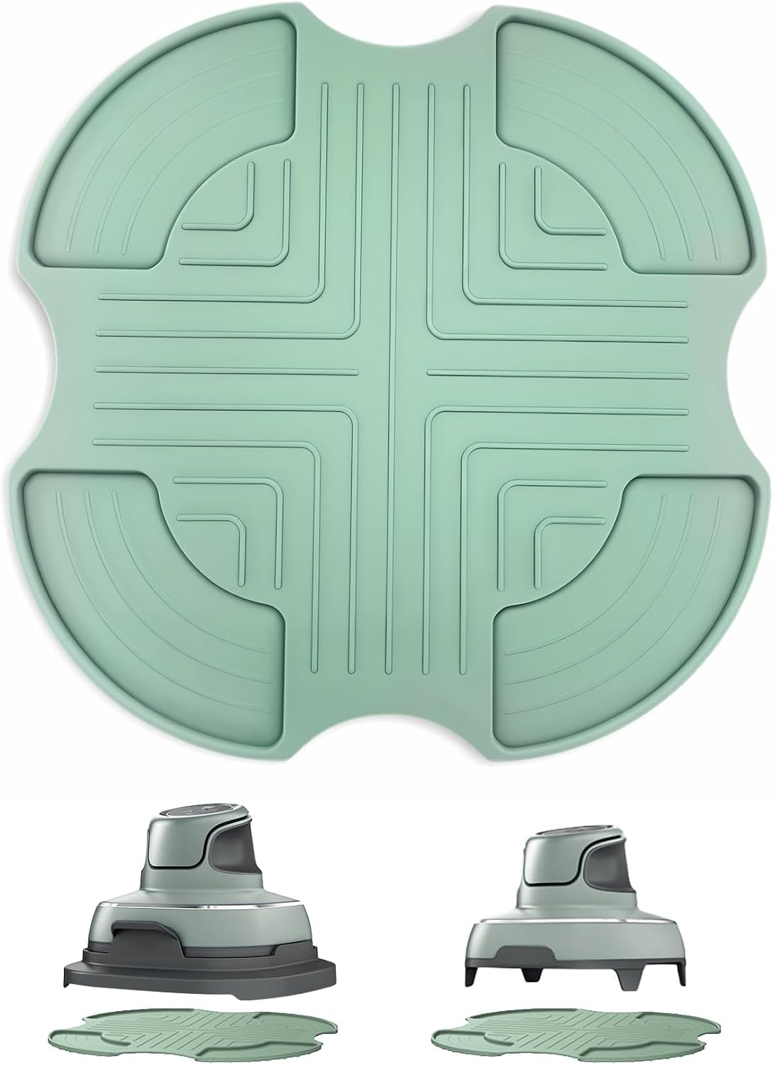 Silicone Heat Resistant mat for Ninja Crispi Air Fryer,Heat-Insulating Accessories Compatible with Ninja crispi FN101 containers,Kitchen Air Fryer Trivet (Sage Green)