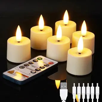 BEICHI 6Pack Rechargeable Flameless Tea Lights Candles with Remote&Timer