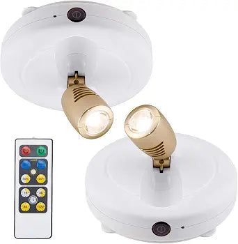BIGLIGHT Spotlight Battery Operated, LED Puck Light, Dimmable Uplight with Remote, Stick on Accent Light for Painting Picture Wall Artwork Photo Portrait Closet Plants, Warm White, 2 Pack