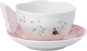 Lenox Butterfly Meadow Figural Cup and Saucer Set, Pink