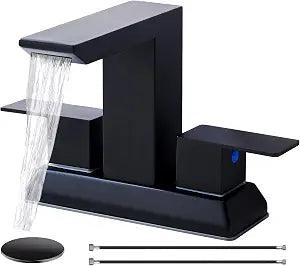 SHACO Black Bathroom Faucet 4 Inch, 3 Hole Mount