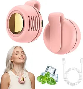 Portable Mini Bladeless Clip-On Fan 3 Speeds Silent 360 Rotatable Cooling Fan for Shirt & Waist Rechargeable Clip On Fan for Outdoor Travel Office (Pink)