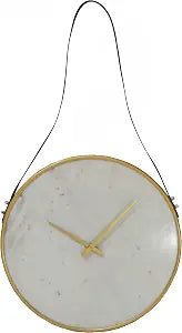 Clockswise Quickway Mid Century Modern Wall Clock, 20" Oversized Marble Look Face, Gold Rim & Handles, Elegant Luxury Decorative Wall Clock for Living Room, Kitchen, Dining Room Decor