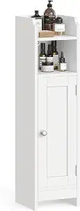 VASAGLE Small Storage Corner Floor Cabinet with Door, Cloud White