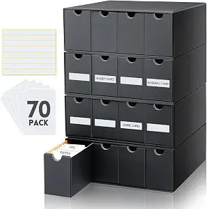 Cholemy Trading Card Storage Box Card Organizer, 4 Row, 4 in A Row, Black