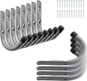 Garage Hooks, 4 Inch Heavy Duty Steel J Hooks for Wall, 12 Pack, Gray